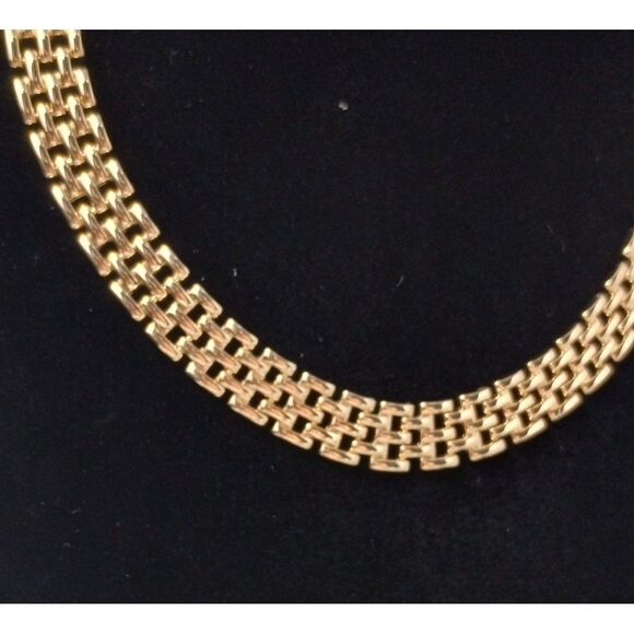 Gold Tone Choker Necklace Collar Vtg Weave 20" Substantial Not Marked Jewelry - Picture 3 of 3